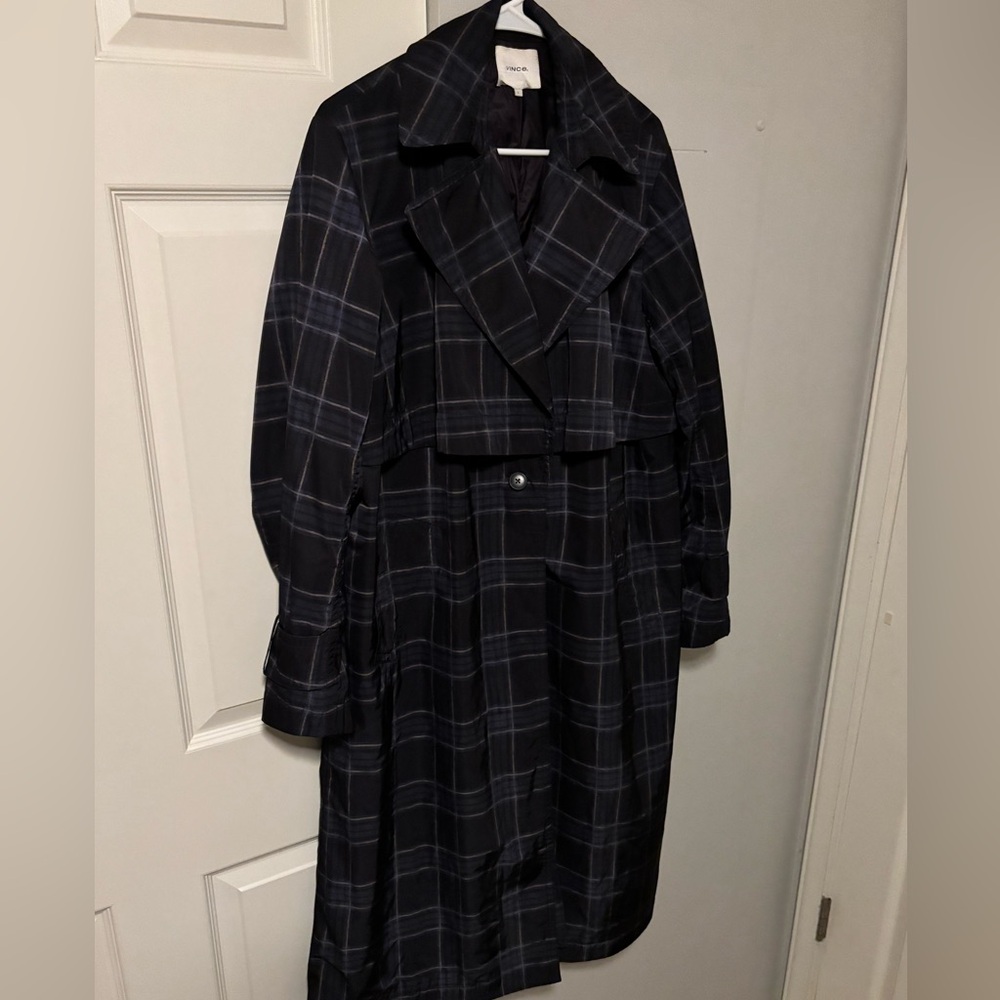 Vince Plaid Rain/Trench Coat- L